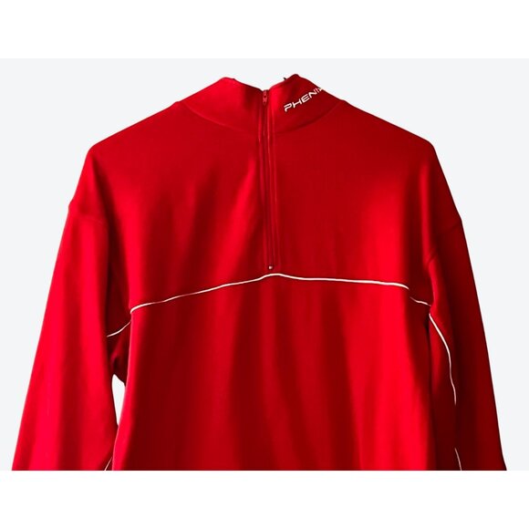 Phenix Men's Medium Long Sleeve 1/4 Polyester Fleece Top Red White - Picture 2 of 8